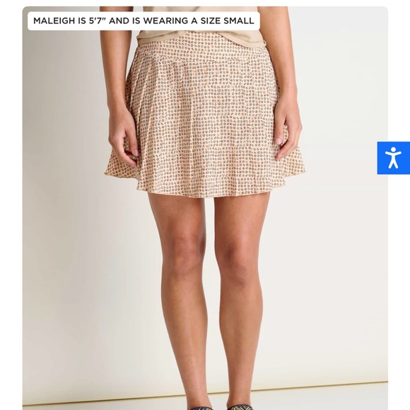 NWT Toad&Co Cream, Brown, and Orange Pleated Mini Skirt - Picture 7 of 12